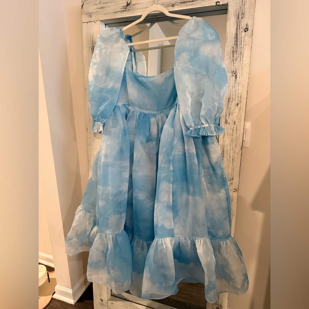 Selkie Head in the Clouds French Puff Dress 3x organza ruffle midi
